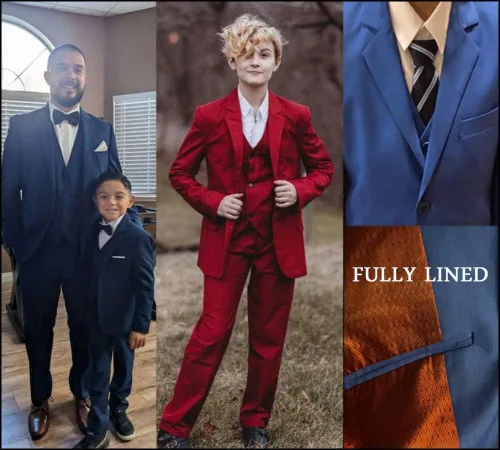 Miniatura 6 de Trajes de 5 piezas para niños, pantalones blazer ajustados, color negro y azul, traje para boda