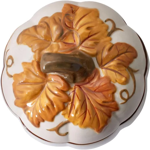 Miniatura 2 de Pfaltzgraff Cuenco de calabaza cubierto de bayas de otoño, capacidad para 20 onzas, color crema