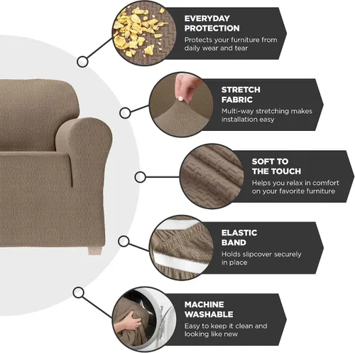 Miniatura 4 de Zenna Home Simply Fit - Funda elástica para sofá (1 pieza), color moca
