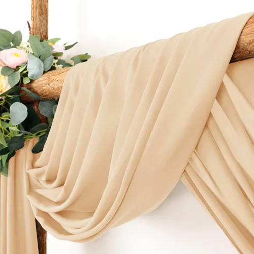 Miniatura 2 de LINXTAR Tela para Cortinaje de Arco de Boda 1 Panel 30'' x 18 Pies Gasa Transparente Champán Cortinaje de Arco para Telón de Fondo de Despedida