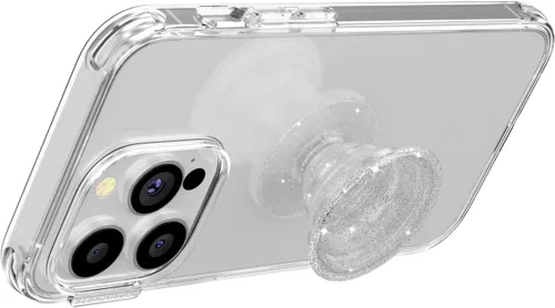 Miniatura 4 de PopSockets Agarre translúcido para teléfono con soporte expandible, PopSockets para teléfono, agarre adhesivo, PopGrip translúcido, plateado