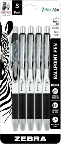 Miniatura 8 de Zebra Pen Z-Grip Flight Bolígrafo retráctil, punta gruesa de 0.047 in, colores de tinta surtidos, suministros escolares, suministros para profesores
