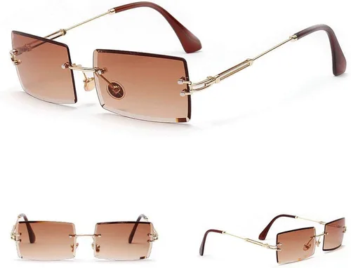 Miniatura 3 de MINCL - Gafas de sol rectangulares pequeñas para mujer, ultraligeras, color caramelo, sin marco