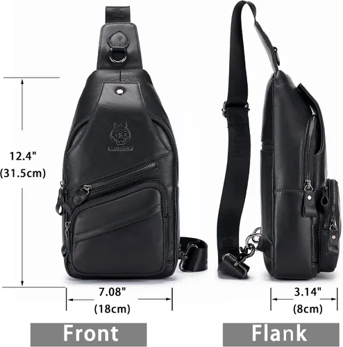 Miniatura 196 de LUKZIJAES Bolso bandolera de cuero genuino para hombre