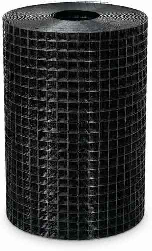 Black Hardware Cloth 1/2 pulgadas x 2 pies x 50 pies 19 calibre, rollo de malla de alambre de pollo recubierto de vinilo, cercado de alambre