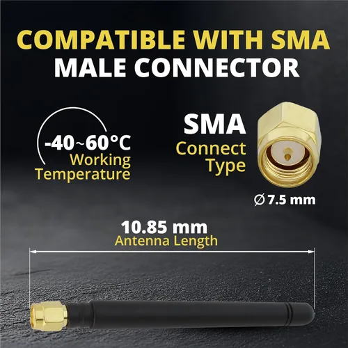 Miniatura 4 de Antena macho SMA - Antena omnidireccional de 850-1900 MHz, conector tipo L/recto, ganancia de 2,5 dBi, GSM CDMA WCDMA (recto - 1 unidad)