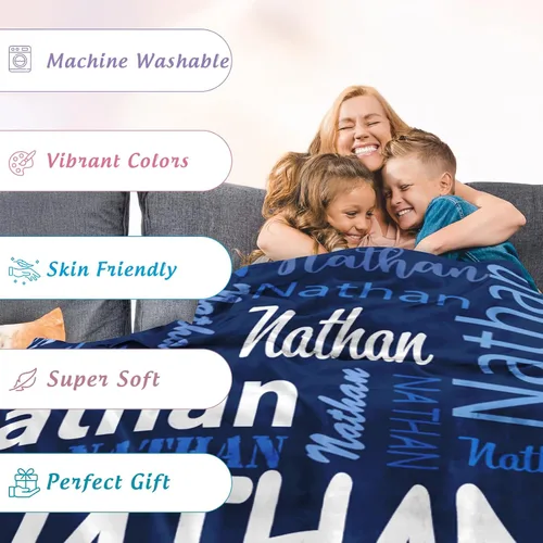 Miniatura 2 de Manta Personalizada para Adolescentes Varones Manta Personalizada con Nombre Manta de Franela Ultra-Suave con Nombre para Niños Regalos