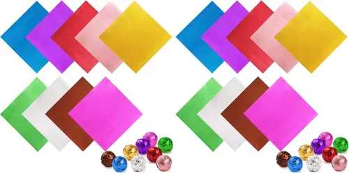 Miniatura 8 de LotFancy Envolturas de caramelos de aluminio para chocolates, 4 x 4 pulgadas, 900 piezas de papel de aluminio para envolver dulces, hojas cuadradas