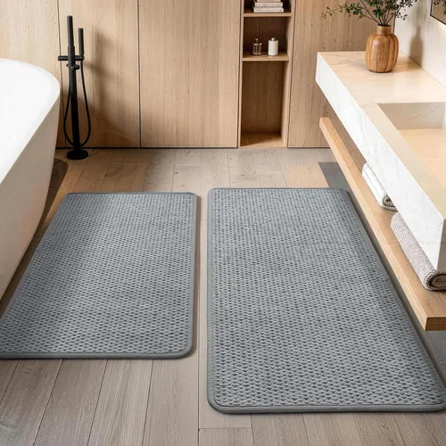 Miniatura 13 de YIHOUSE Juego de alfombras de baño de 3 piezas, alfombras de baño suaves de pelo bajo, tapetes de baño delgados antideslizantes, de secado rápido