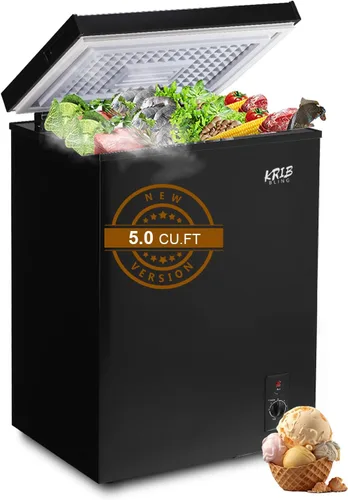 Miniatura 9 de Chest Freezer 7.0 cu.ft Mini Adjustable 7 Thermostat Compact Deep Freezer Top Door Low Noise with Removable Basket Black Negro