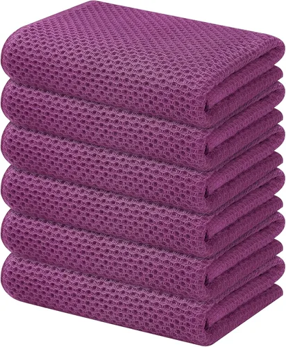 Miniatura 65 de Kitinjoy - Paños de cocina de 100 % algodón, tela de tejido gofrado, paño de limpieza ultrasuave, absorbente y de secado rápido. Gris Oscuro