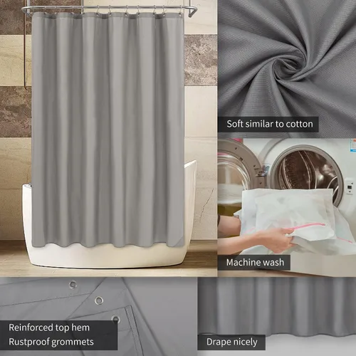 Miniatura 3 de ALYVIA SPRING Forro de Cortina de Ducha de Tela para Cabina Impermeable - 48" x 72", Suave y Ligero Tamaño de Cabina Cortina de Ducha con Imanes