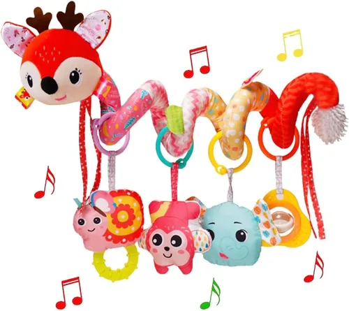 Miniatura 8 de Juguetes de asiento de automóvil para bebés, juguetes de peluche en espiral para bebés de 0 a 6 meses, cochecito colgante de juguete, regalo