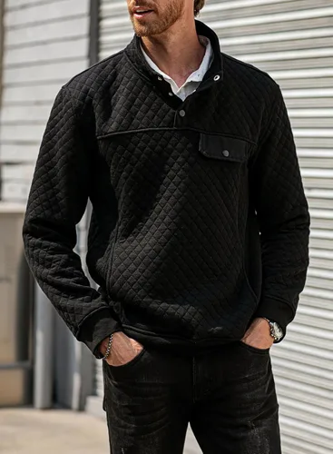 Miniatura 8 de JMIERR Sudadera acolchada para hombre, casual, de manga larga, cuello alto, con botones