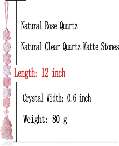 Miniatura 5 de DUQGUHO Cristales curativos de cuarzo rosa hecho a mano adorno para colgar en la pared, piedras naturales de Reiki mate, decoración