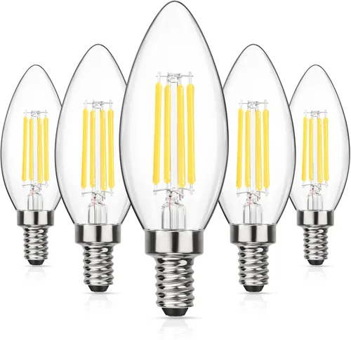 Miniatura 8 de MAXvolador Bombillas LED de candelabro E12 regulables equivalentes a 60 W, blanco suave 3000 K, bombilla LED de araña de 600 lúmenes, bombillas
