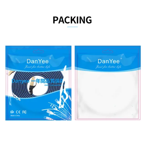 Miniatura 49 de Cable Ethernet Cat 7, DanYee, de nailon CAT7 de alta velocidad, profesional, chapado en oro, cables STP CAT 7 RJ45, cable Ethernet de 3 ft, 10 ft