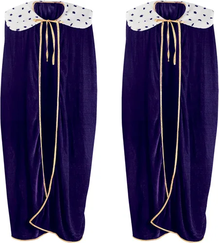 Miniatura 8 de Beistle Bata púrpura tamaño King Queen para adultos, accesorio de disfraz de capa de Mardi Gras real para eventos temáticos, fiestas de Halloween