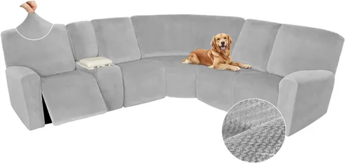 Miniatura 399 de Arfntevss Fundas de sofá seccional reclinable de terciopelo, Funda de sofá seccional de esquina para sofá reclinable, Funda elástica suave