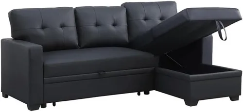 Miniatura 6 de Devion Furniture Tela de poliéster en forma de L reversible, fácil de convertible extraíble, sofá seccional/diván de almacenamiento con cojines
