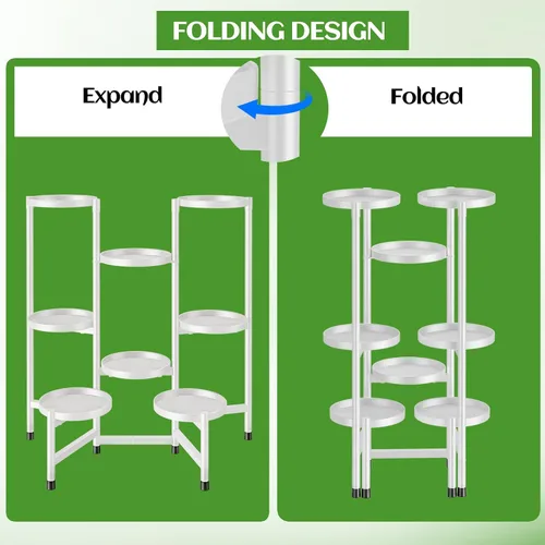 Miniatura 3 de Soporte alto para plantas de 8 niveles para interiores, soportes escalonados para plantas al aire libre para múltiples plantas, soporte plegable