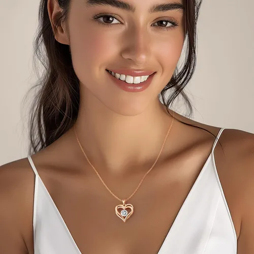Miniatura 79 de LOUISA SECRET Love Heart Birthstone Necklaces for Women, Birthday Gift for Women, Anniversary Jewelry for Wife Her, 925 Sterling Silver Pendant