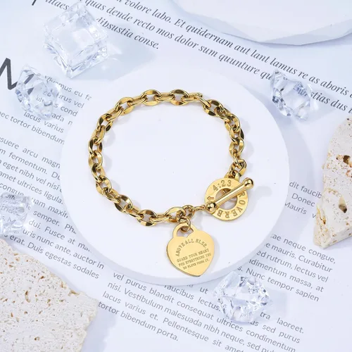 Miniatura 4 de MY FAVORITE DRAWER - Pulsera de corazón para mujer, delicada pulsera de cadena chapada en oro y plata, de acero inoxidable, ajustable, linda pulsera
