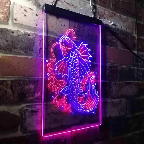 Miniatura 3 de ADVPRO Koi Fish Display - Letrero de neón LED de doble color, azul y rojo, 8 x 12 pulgadas st6s23-i3720-br