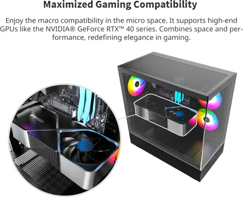 Miniatura 6 de MONTECH XR-B, chasis para PC de torre media ATX Gaming, ventiladores ARGB PWM de 3x120mm preinstalados, panel de vidrio templado de doble vista