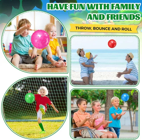Miniatura 3 de Lenwen 200 bolas Knobby para niños de 6.3 pulgadas, bolas suaves y rebotantes a granel para niños pequeños, juguetes sensoriales inflables con bomba