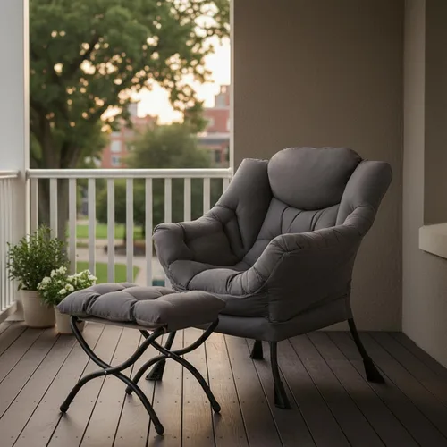 Miniatura 8 de Tiita - Silla perezosa con otomana, moderna y grande, sillón de ocio con otomana, silla de sofá con reposapiés para recámara, sala de estar, Gris