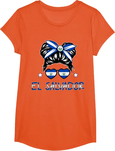 Miniatura 26 de Camiseta de El Salvador para Niñas Bandera Patrimonio Hispano Salvadoreño