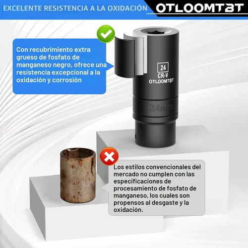 Miniatura 6 de OTLOOMTBT Juego de 32 dados de impacto de 1/2 pulgada – Dados profundos de grado industrial resistente, juego completo métrico/SAE con barra