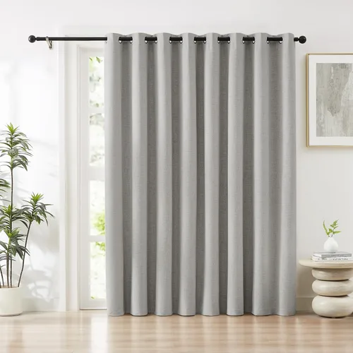 Miniatura 26 de Cortinas opacas de lino beige Melodieux de 63 pulgadas de largo para dormitorio, sala de estar, 100% cortinas con ojales para bloquear la luz