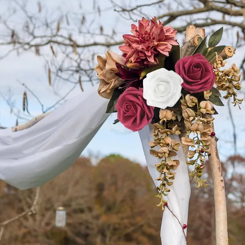 Miniatura 8 de Flores Artificiales Rosas Realistas, 50 piezas de rosas falsas con tallo de aspecto real para ramos de boda DIY, centros de mesa, despedida
