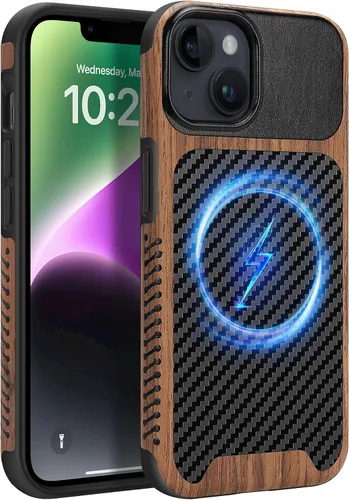Miniatura 34 de Funda magnética ZZDZZ compatible con iPhone 14 Plus [Compatible con Magsafe] Diseño de cuero premium TPU híbrido a prueba de golpes (Negro)