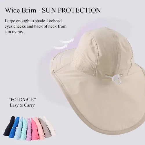 Miniatura 4 de Sombrero de verano para niños pequeños con solapa para el cuello, impermeable, sombrero de natación para niños, protección UV, sombrero de playa