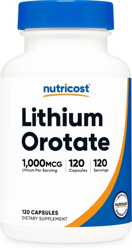 Nutricost Orotato de litio (1,000 mcg) 120 cápsulas - Vegano, sin gluten, sin OMG