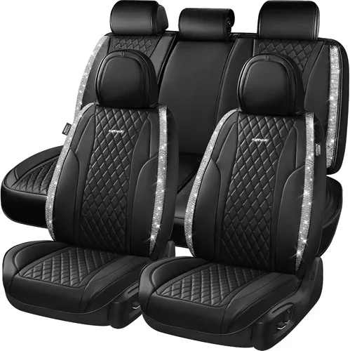 Miniatura 17 de Car Pass Funda de asiento, cuero napa rosa, asientos delanteros, impermeable, resistente, antideslizante, universal para el 95% de automóviles, SUV