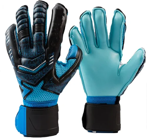 XINNI Guantes de portero de portero con agarre fuerte en la palma con soporte de muñeca para dedos, guantes de fútbol para jóvenes y adultos, Azul