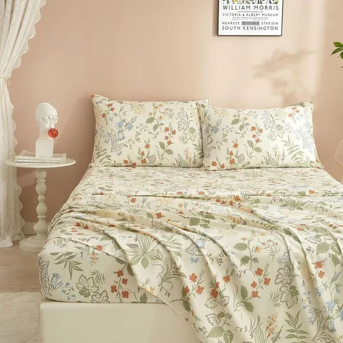 Miniatura 24 de LifeTB Tan Gingham - Juego de sábanas tamaño matrimonial, transpirables, suaves, color beige, gris topo, sábanas a cuadros 100% algodón lavado