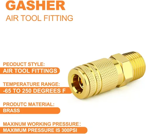 Miniatura 4 de GASHER 12PCS 1/2"MNPT Brass Industrial Coupler,1/4 Flow Quick Connect Air Coupler