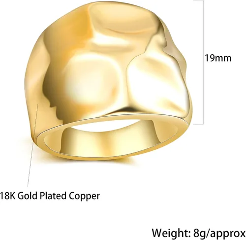 Miniatura 6 de Anillos de oro para mujer, chapados en oro de 18 quilates, anillos gruesos para regalo