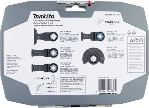 Miniatura 7 de Makita XMT04ZB 18V LXT Litio-Ion Sub-Compact Brushless Cordless StarlockMax Multiherramienta, Solo Herramienta y B-67197 5 Pc. Starlock Juego