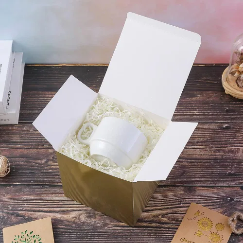 Miniatura 3 de Caja de regalo cuadrada para todas las ocasiones, pack de 12 unidades, de Ezek , L, Dorado