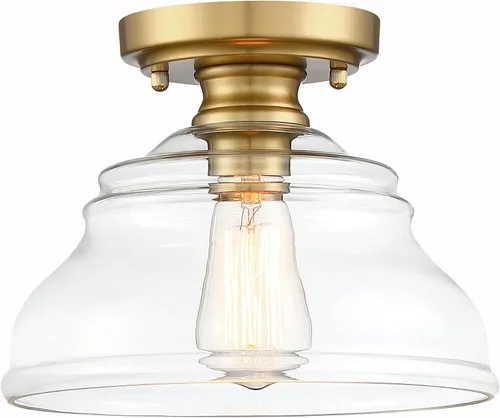 Miniatura 10 de MEXO Lámpara de Techo Industrial Semi-empotrada, Luminaria Moderna de Vidrio Transparente Estilo Casa de Campo de 10" Luces de Techo Cercanas al