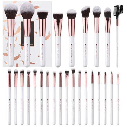 Miniatura 12 de DUcare Juego de 32 brochas de maquillaje de grado profesional, ultra suave, base sintética, contorno en polvo, rubor, corrector de ojos, sombra