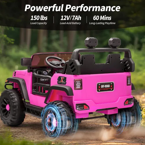 Miniatura 3 de Hikiddo - Automóvil eléctrico de 12 V para niños, juguete de paseo con 2 asientos para niños de 4 a 8 años con control remoto, capacidad de 150