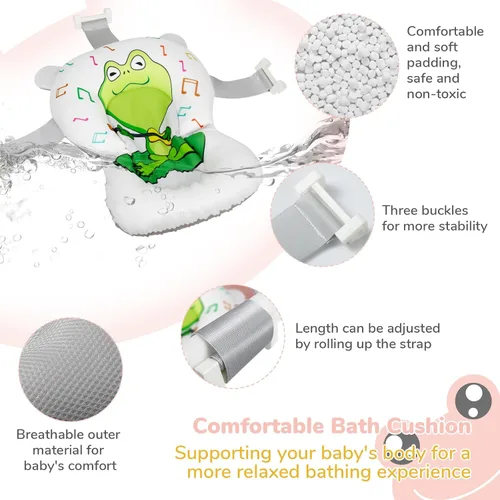 Miniatura 6 de DEANIC Bañera plegable para bebé con toallita para bebé, bañera infantil portátil con cojín suave de apoyo para el baño del bebé para recién nacidos