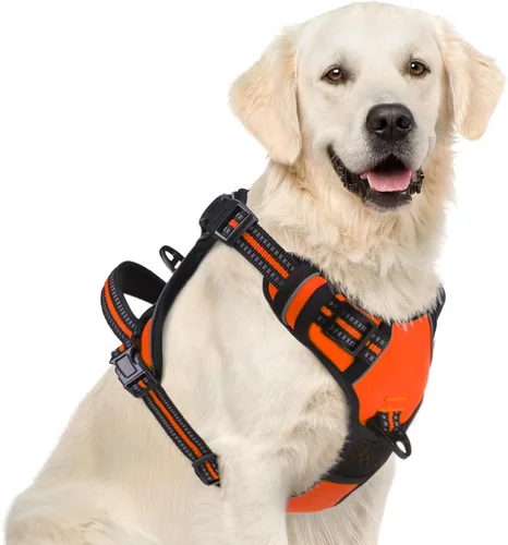 Miniatura 44 de PUPTECK Arnés para perro sin tirones para perros grandes, arnés para perro ajustable reflectante con mango de fácil control, arnés para mascotas